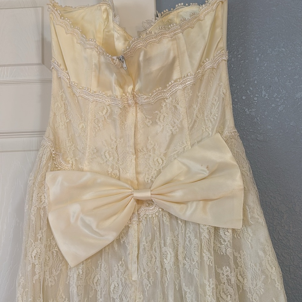 McClintock Vintage Bow Back Strapless Lace Dress 80’s 12 - Picture 6 of 7